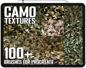 100+ Camo Texture Brushes, Realistic Brushes for Procreate, Instant Digital Download