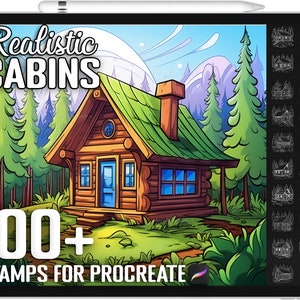 100+ Procreate Realistic Cabin Stamps, Cabin Brushes for Procreate, Instant Digital Download