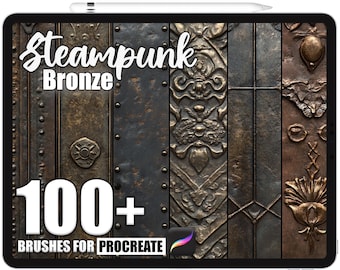 100+ Procreate Steampunk Bronze Brushes, Realistic Texture Brushes for Procreate, Instant Digital Download