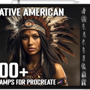 100+ Procreate Native Indian American Postzegels, Native Indian American Brushes voor Procreate, Instant Digital Download