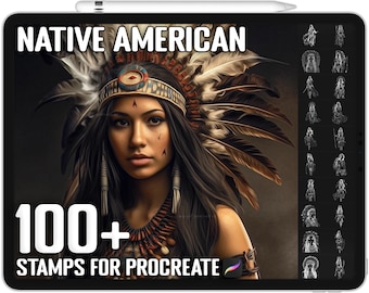 Oltre 100 francobolli nativi indiani americani procreati, pennelli nativi indiani americani per procreare, download digitale istantaneo