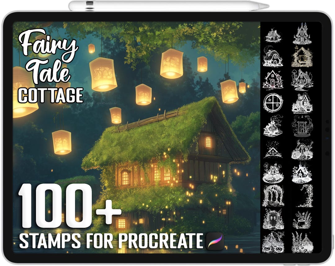 100+ Procreate Magical Fairy Tale Cottage Stamps, Realistic Brushes for ...
