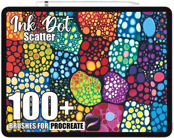 100+ Procreate Ink Dot Scatter Brushes, Realistic Texture Brushes for Procreate, Instant Digital Download