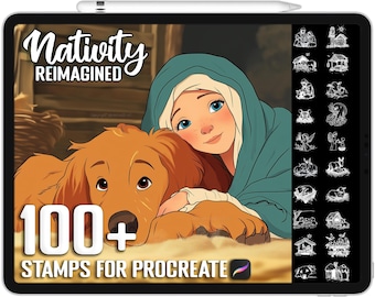 100+ Procreate Nativity Reimagined Stamps, Realistic Brushes for Procreate, Instant Digital Download