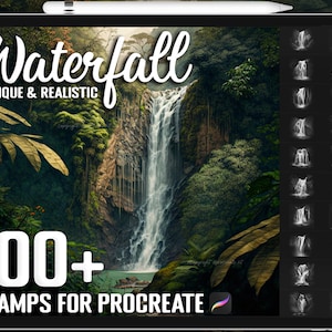 100+ Procreate Realistic Waterfall Stamps, Waterfall Brushes for Procreate, Instant Digital Download