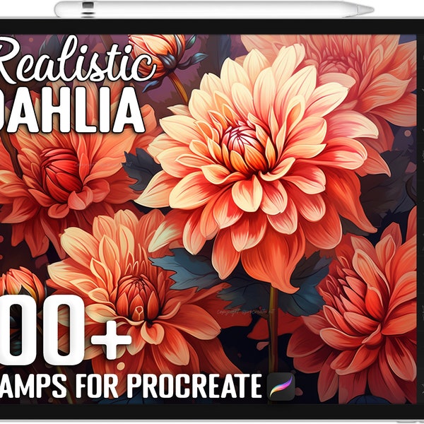 100+ Procreate Dahlia Stamps, Dahlia Brushes for Procreate, Instant Digital Download