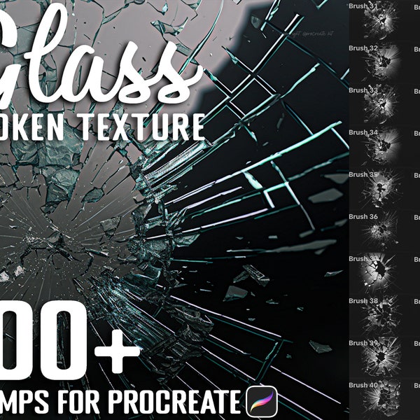 Procreate Realistic Broken Glass Stamps, Broken Glass Brushes for Procreate, Instant Digital Download