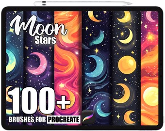 100+ Procreate Moon and Stars Brushes, Realistic Texture Brushes for Procreate, Instant Digital Download