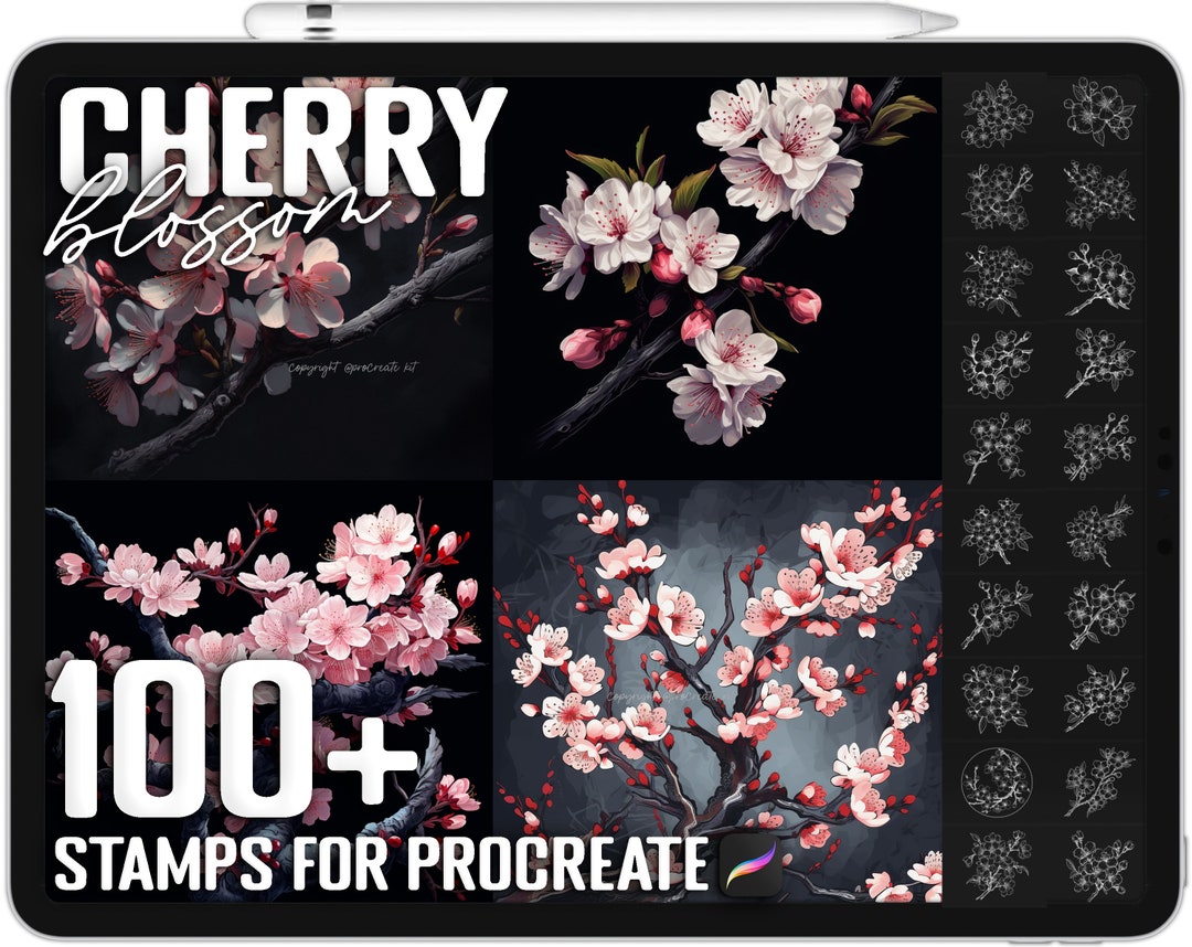 100+ Procreate Cherry Blossom Stamps, Cherry Blossom Brushes for ...