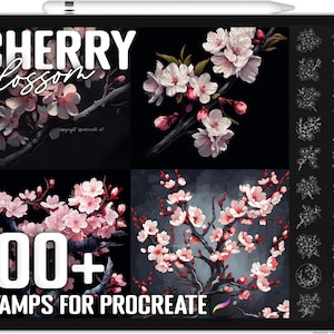 100 種類以上の Procreate 桜スタンプ、Procreate 用桜ブラシ、即時デジタルダウンロード