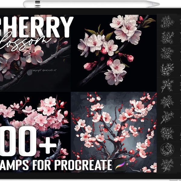 100+ Procreate Kirschblüten Stempel, Kirschblüten Pinsel für Procreate, Sofortiger digitaler Download
