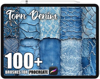 100+ Procreate Torn Denim Brushes, Realistic Texture Brushes for Procreate, Instant Digital Download