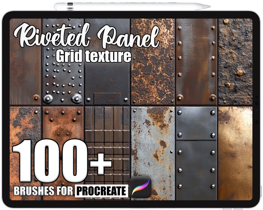 100+ Procreate Riveted Panel Grid Brushes, Realistic Texture Brushes ...