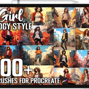 100+ Procreate Girl Edgy Style Stamps, Girl Edgy Style Guide Bundle for Procreate, Instant Digital Download