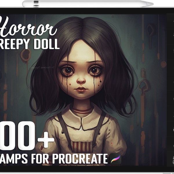 100+ Procreate Horror Creepy Doll Stamps, Doll Brushes for Procreate, Instant Digital Download