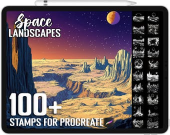100+ Procreate Space Landscapes Stamps, Realistic Brushes for Procreate, Instant Digital Download