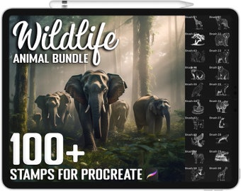 100+ Procreate Wildlife Animal Stamps, Wildlife Brushes for Procreate, Instant Digital Download