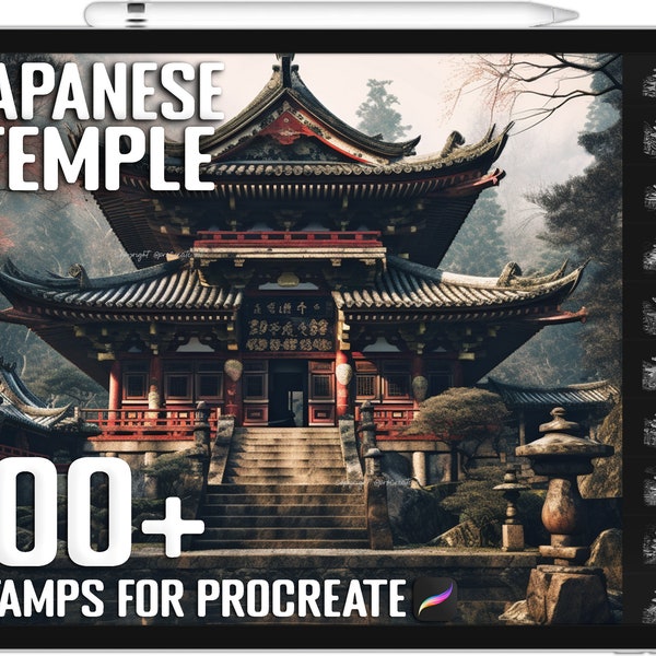 100+ Procreate Japanische Tempel Stempel, Japanische Tempel Pinsel für Procreate, Sofortiger digitaler Download