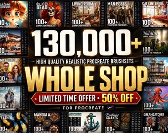 130,000+ Whole Shop, Stamps for Procreate, Brushes for Procreate, Instant Digital Download