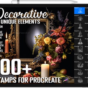 Más de 100 elementos decorativos de Procreate (lámparas, velas, marcos, bombillas, ollas, cestas, etc.) Pinceles para Procreate, descarga digital instantánea