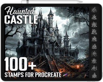 100+ Procreate Haunted Castle Stamps, Castle Brushes for Procreate, Instant Digital Download