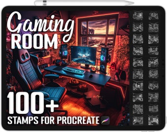100+ Procreate Gaming Room Stamps, Gaming Room Brushes for Procreate, Instant Digital Download