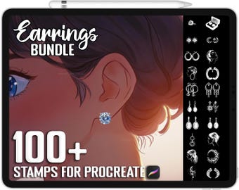 100+ Procreate Earring & Ear Adornment Scene Stamps, Realistic Brushes for Procreate, Instant Digital Download