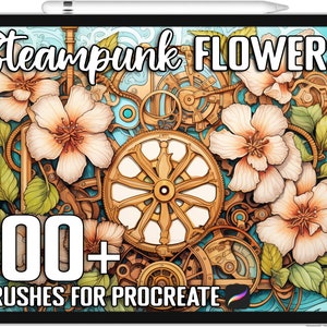100+ Procreate Steampunk Flower Stamps, Steampunk Flower Guide Bundle for Procreate, Instant Digital Download