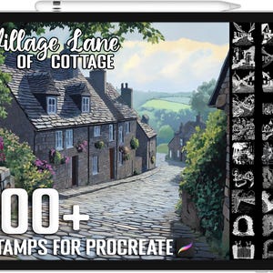 100+ Procreate Village Lane of Cottages Stamps, Realistic Brushes for Procreate, Instant Digital Download