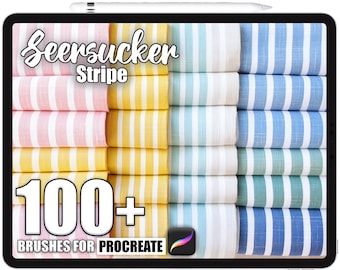 100+ Procreate Seersucker Stripe Brushes, Realistic Texture Brushes for Procreate, Instant Digital Download