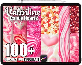 100+ Procreate Valentine Candy Hearts Brushes, Realistic Texture Brushes for Procreate, Instant Digital Download