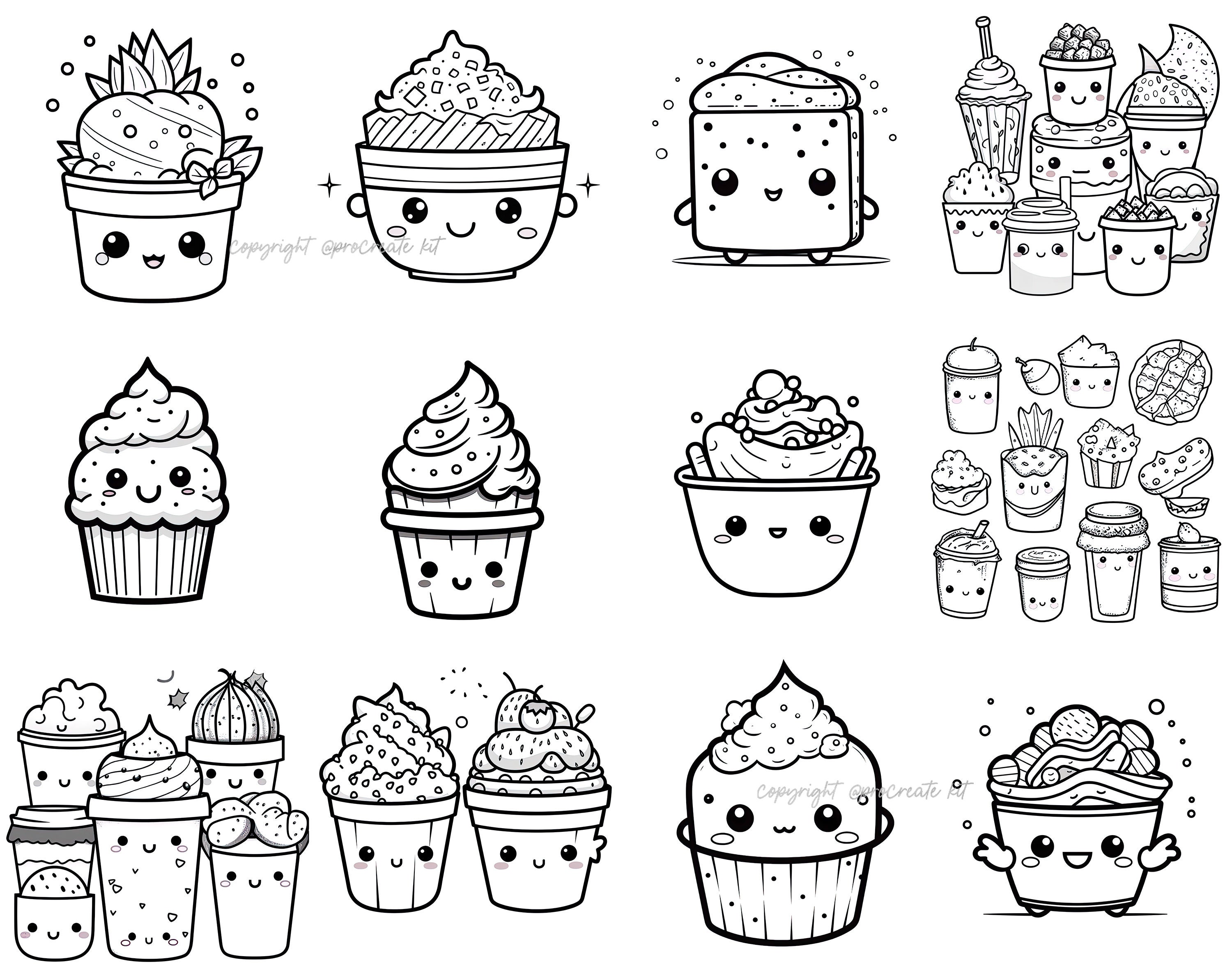 100+ Procreate Kawaii Food Items Stamps, Cute Kawaii Food Brushes for ...