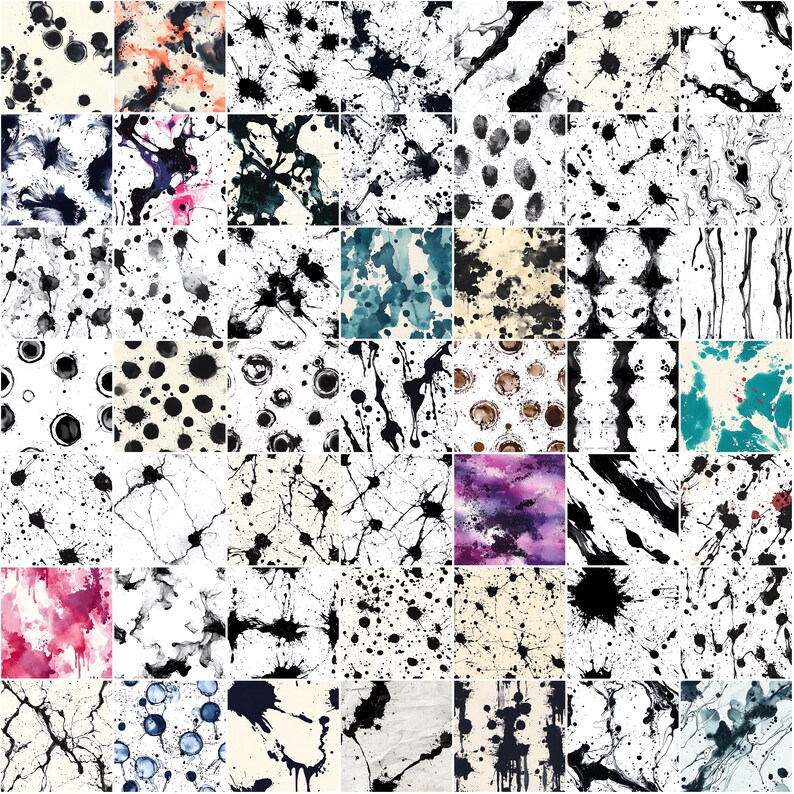 100+ Procreate Spilled Ink Blot Brushes, Realistic Texture Brushes for ...