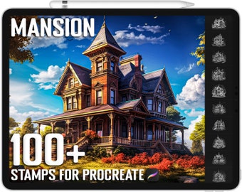 Más de 100 sellos de mansión Procreate, pinceles de mansión para Procreate, descarga digital instantánea
