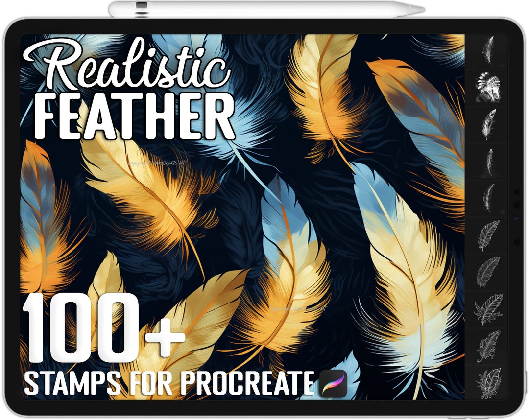 100 Procreate Feather Stamps, Feather Brushes for Procreate, Instant