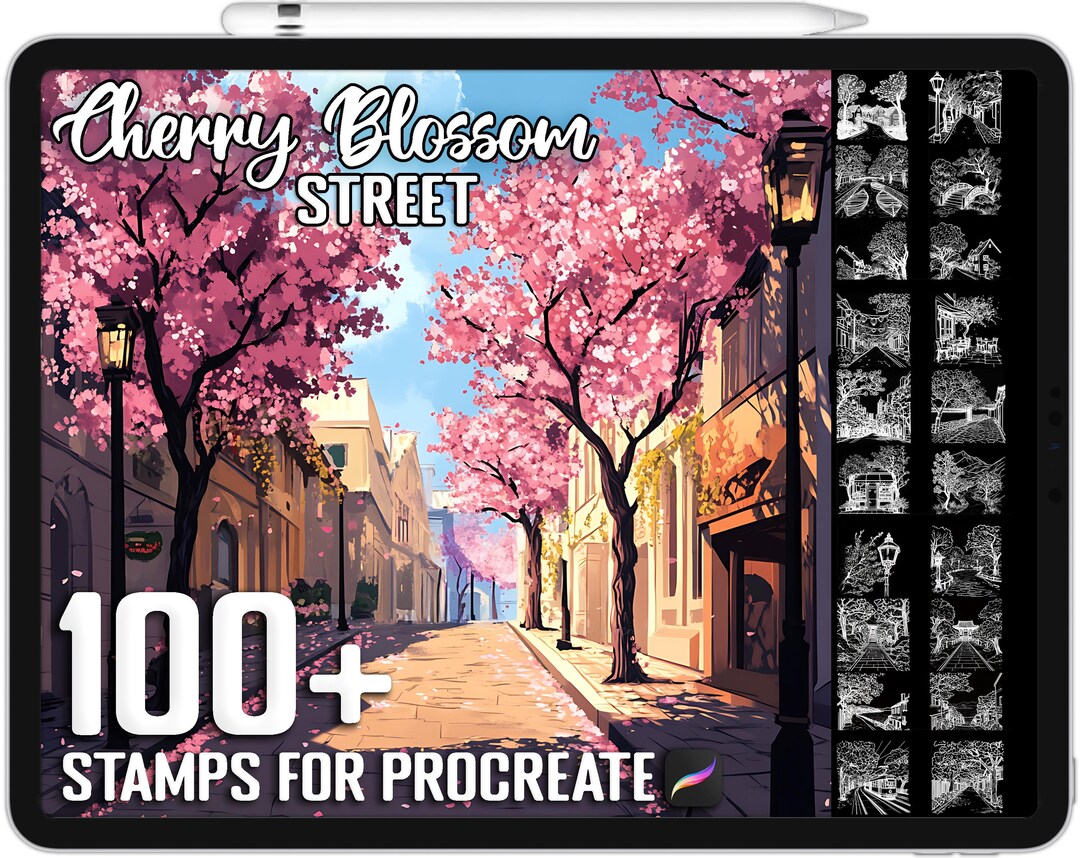 100+ Procreate Cherry Blossom Street Stamps, Brushes for Procreate ...