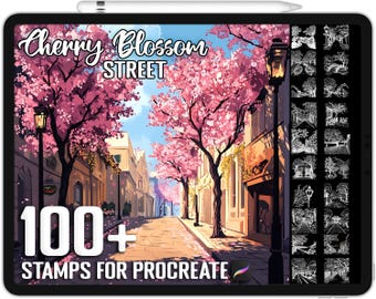 100+ Procreate Cherry Blossom Street Stamps, Brushes for Procreate, Instant Digital Download