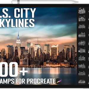 100+ Procreate US City Skylines Stamps, Realistic City Skylines Brushes for Procreate, Instant Digital Download