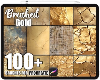 100+ Procreate Brushed Gold Brushes, Realistic Texture Brushes for Procreate, Instant Digital Download