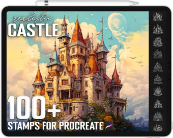 100+ Procreate Castle Stamps, Castle Brushes for Procreate, Instant Digital Download
