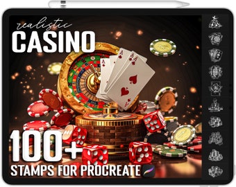 Más de 100 sellos de casino Procreate, pinceles de casino para Procreate, descarga digital instantánea