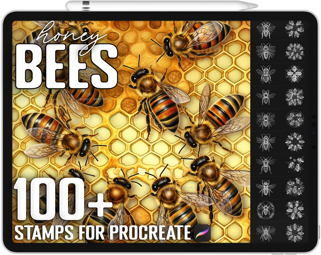 100+ Procreate Honey Bee Stamps, Honey Bee Brushes for Procreate ...