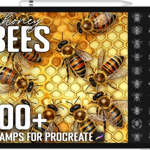 100+ Procreate Honey Bee Stamps, Honey Bee Brushes for Procreate, Instant Digital Download