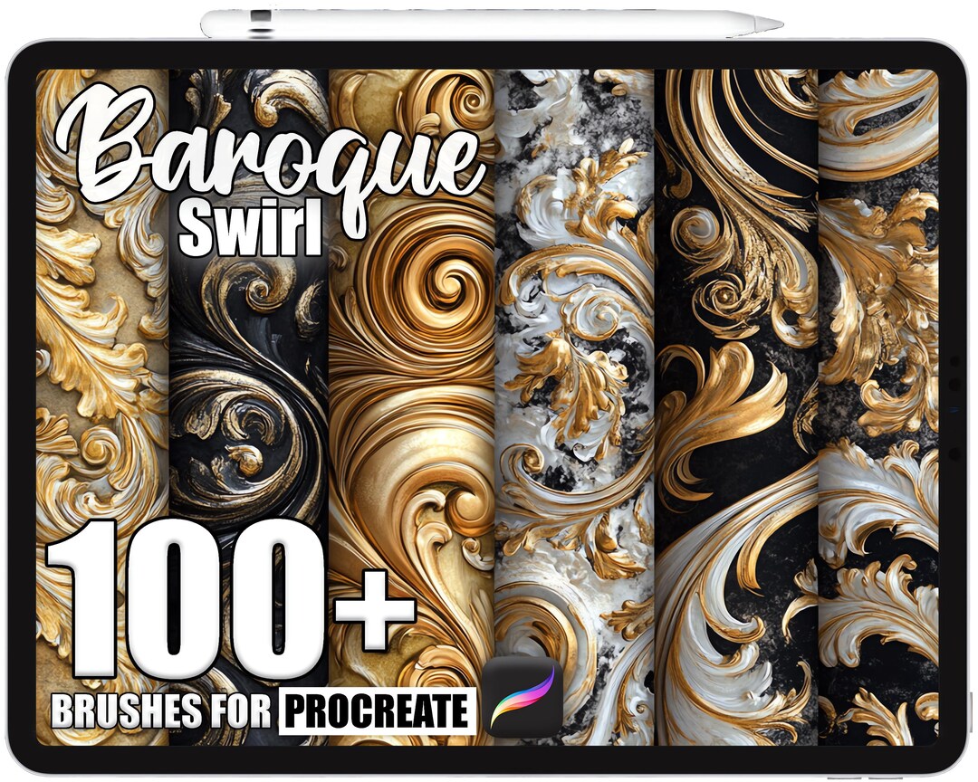 100+ Procreate Baroque Swirl Brushes, Realistic Texture Brushes for ...