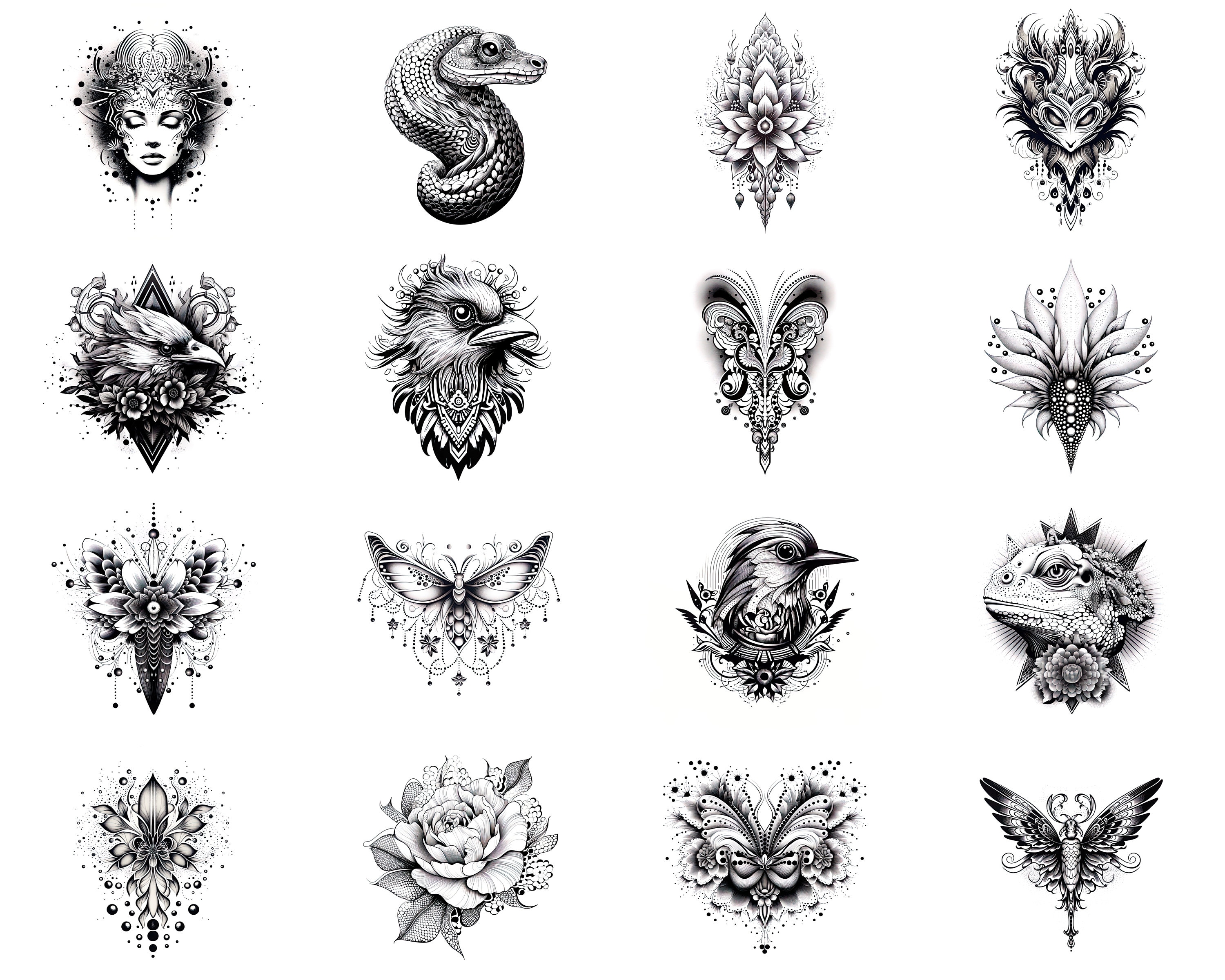 100+ Procreate Dotwork Tattoo Stamps, Tattoo Guide Brushes for ...