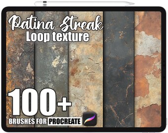100+ Procreate Patina Streak Loop Brushes, Realistic Texture Brushes for Procreate, Instant Digital Download