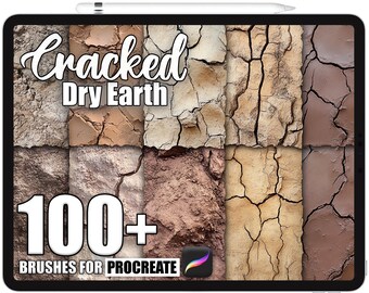Oltre 100 pennelli Procreate Cracked Dry Earth, pennelli texture realistiche per Procreate, download digitale istantaneo