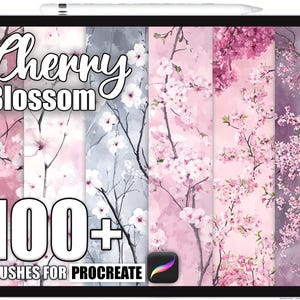 100+ Procreate Körsbärsblomsmönsterpenslar, Realistiska Texturpenslar för Procreate, Omedelbar Digital Nedladdning