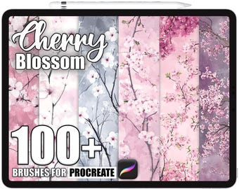 100+ Procreate Kirschblüten-Musterbürsten, realistische Texturbürsten für Procreate, sofortiger digitaler Download