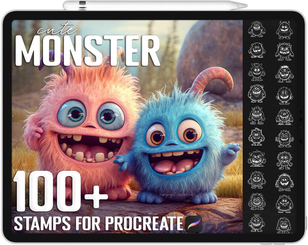 100+ Procreate Monster Stamps, Monster Brushes for Procreate, Instant ...